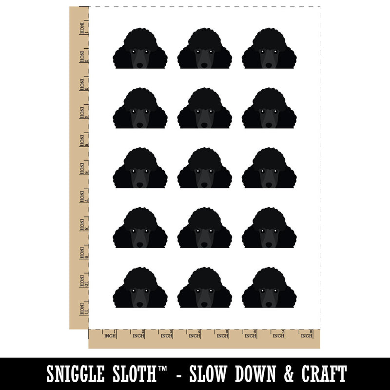Peeking Black Poodle Dog Temporary Tattoo Water Resistant Fake Body Art Set Collection (1 Sheet)