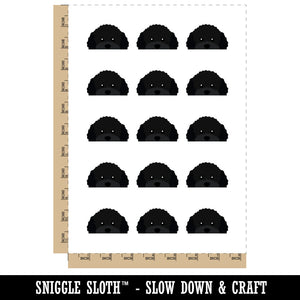 Peeking Black Toy Poodle Dog Temporary Tattoo Water Resistant Fake Body Art Set Collection (1 Sheet)