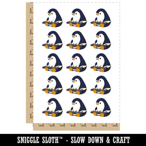 Penguin on Piano Keyboard Temporary Tattoo Water Resistant Fake Body Art Set Collection (1 Sheet)