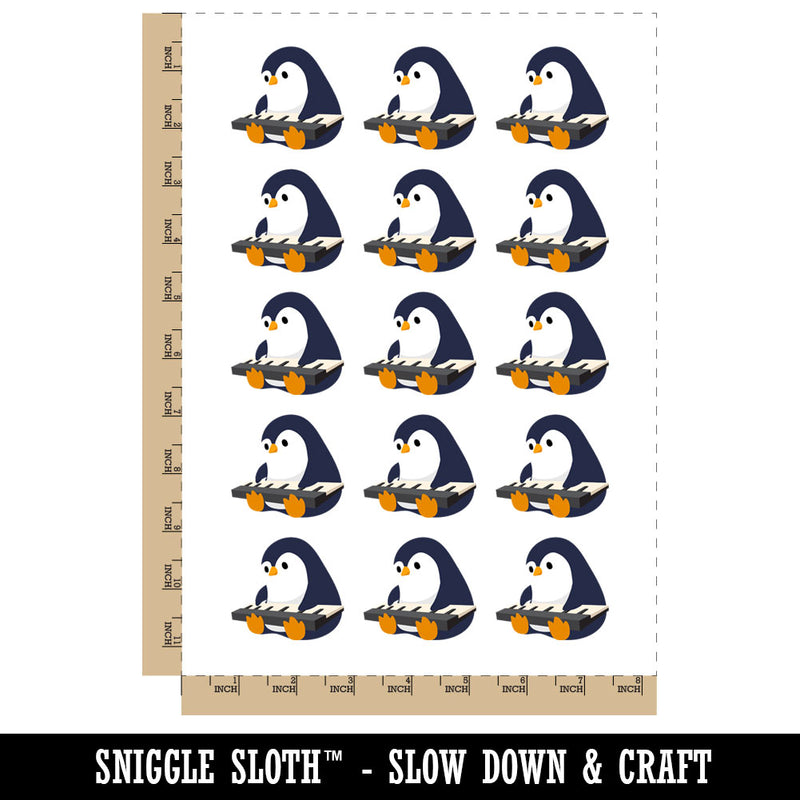 Penguin on Piano Keyboard Temporary Tattoo Water Resistant Fake Body Art Set Collection (1 Sheet)