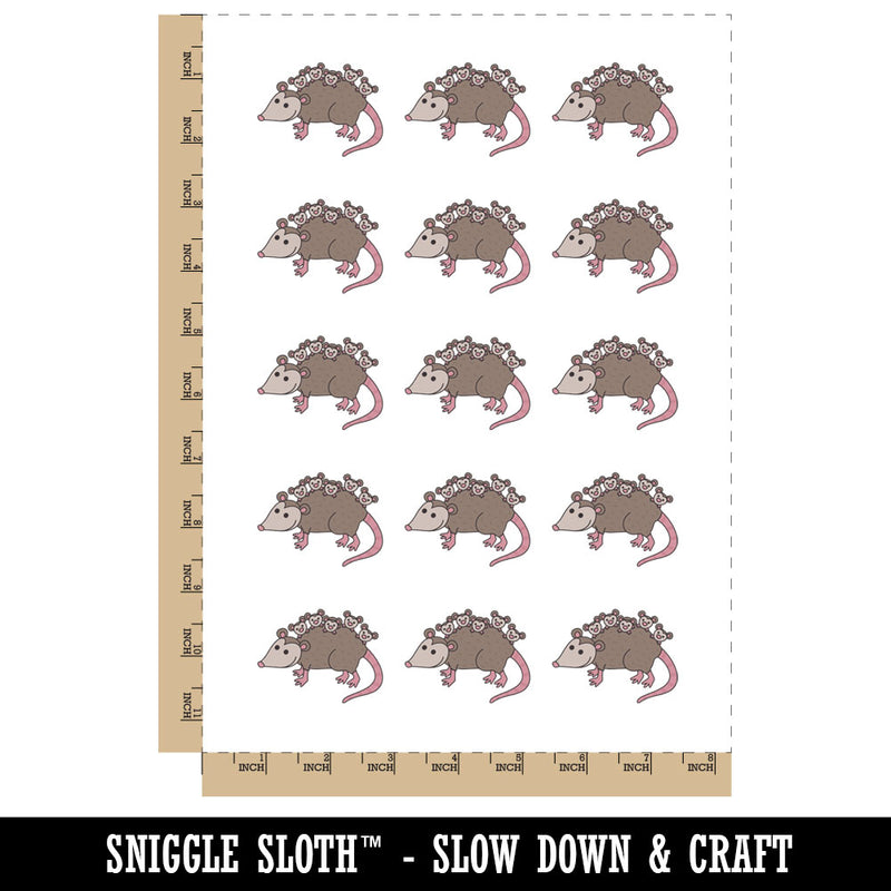 Possum Opossum Carrying Babies Temporary Tattoo Water Resistant Fake Body Art Set Collection (1 Sheet)
