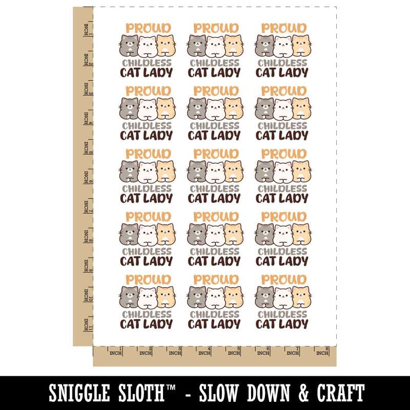 Proud Childless Cat Lady Temporary Tattoo Water Resistant Fake Body Art Set Collection (1 Sheet)