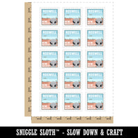 Roswell New Mexico Destination Stamp Alien UFO Temporary Tattoo Water Resistant Fake Body Art Set Collection (1 Sheet)