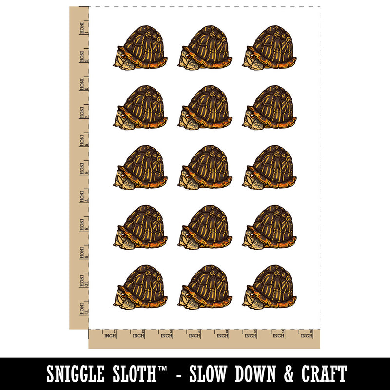 Shy Hiding Western Box Turtle Cartoon Temporary Tattoo Water Resistant Fake Body Art Set Collection (1 Sheet)