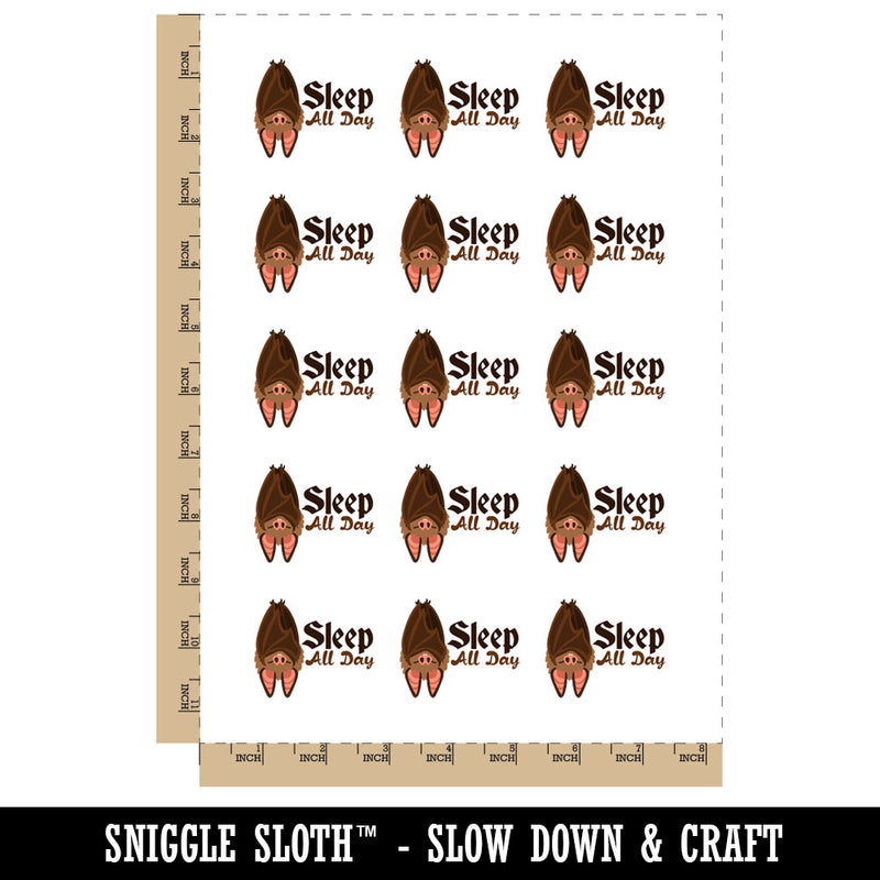 Sleep All Day Bat Hanging Funny Nap Time Temporary Tattoo Water Resistant Fake Body Art Set Collection (1 Sheet)