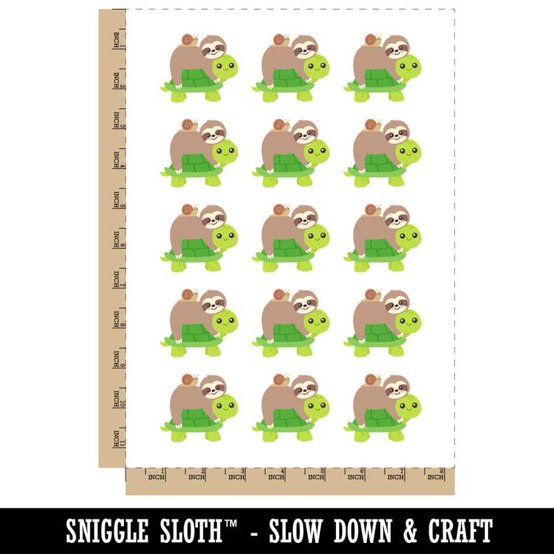 Sloth Riding Turtle Temporary Tattoo Water Resistant Fake Body Art Set Collection (1 Sheet)