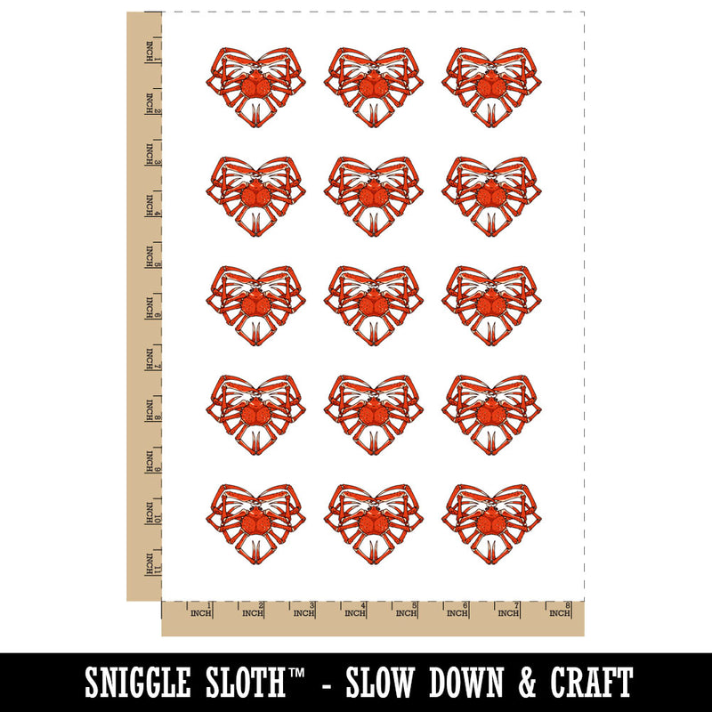 Snow Crab Legs Seafood Heart Temporary Tattoo Water Resistant Fake Body Art Set Collection (1 Sheet)