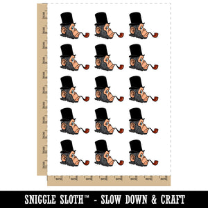 Sophisticated Chimp Ape Monkey Top Hat Pipe Temporary Tattoo Water Resistant Fake Body Art Set Collection (1 Sheet)
