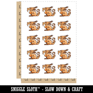 Stoic Dragon Kobold Creature Sitting Temporary Tattoo Water Resistant Fake Body Art Set Collection (1 Sheet)