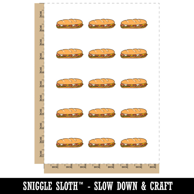 Submarine Sandwich Hoagie Hero Sub Bread Temporary Tattoo Water Resistant Fake Body Art Set Collection (1 Sheet)