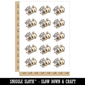 That's A Stretch Pug Dog Funny Temporary Tattoo Water Resistant Fake Body Art Set Collection (1 Sheet)