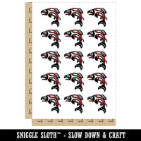 Tribal Native American Salmon Fish Totem Temporary Tattoo Water Resistant Fake Body Art Set Collection (1 Sheet)
