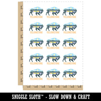 Yellowstone National Park Bison Silhouette Temporary Tattoo Water Resistant Fake Body Art Set Collection (1 Sheet)