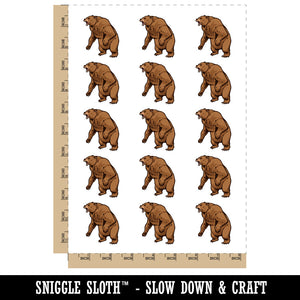 Angry Grizzly Bear Standing and Roaring Temporary Tattoo Water Resistant Fake Body Art Set Collection (1 Sheet)