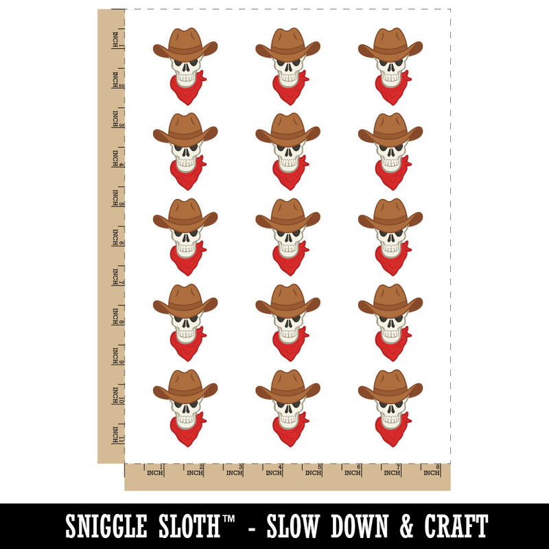 Bandit Outlaw Skull Cowboy Temporary Tattoo Water Resistant Fake Body Art Set Collection (1 Sheet)