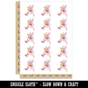 Beautiful Fairy Flower Wings Fairytale Temporary Tattoo Water Resistant Fake Body Art Set Collection (1 Sheet)