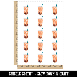 Boba Milk Tea Brown Sugar Drink Beverage Temporary Tattoo Water Resistant Fake Body Art Set Collection (1 Sheet)