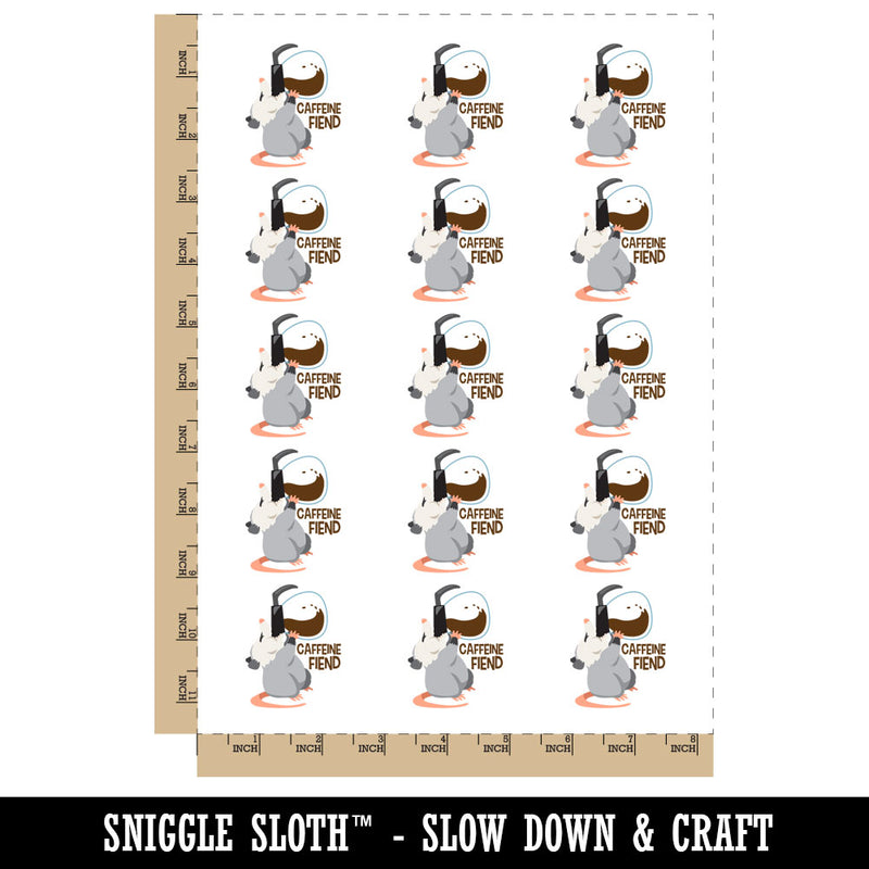Caffeine Fiend Opossum Coffee Pot Temporary Tattoo Water Resistant Fake Body Art Set Collection (1 Sheet)