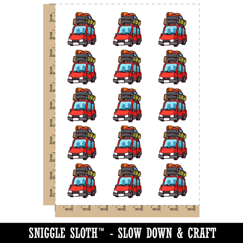 Car with Luggage Moving Vacation Road Trip Temporary Tattoo Water Resistant Fake Body Art Set Collection (1 Sheet)