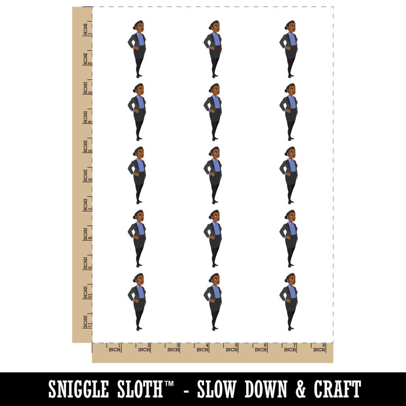 Cartoon Business Woman Suit Skirt Temporary Tattoo Water Resistant Fake Body Art Set Collection (1 Sheet)
