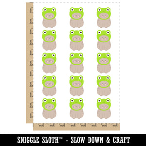 Cat in Frog Hat Temporary Tattoo Water Resistant Fake Body Art Set Collection (1 Sheet)