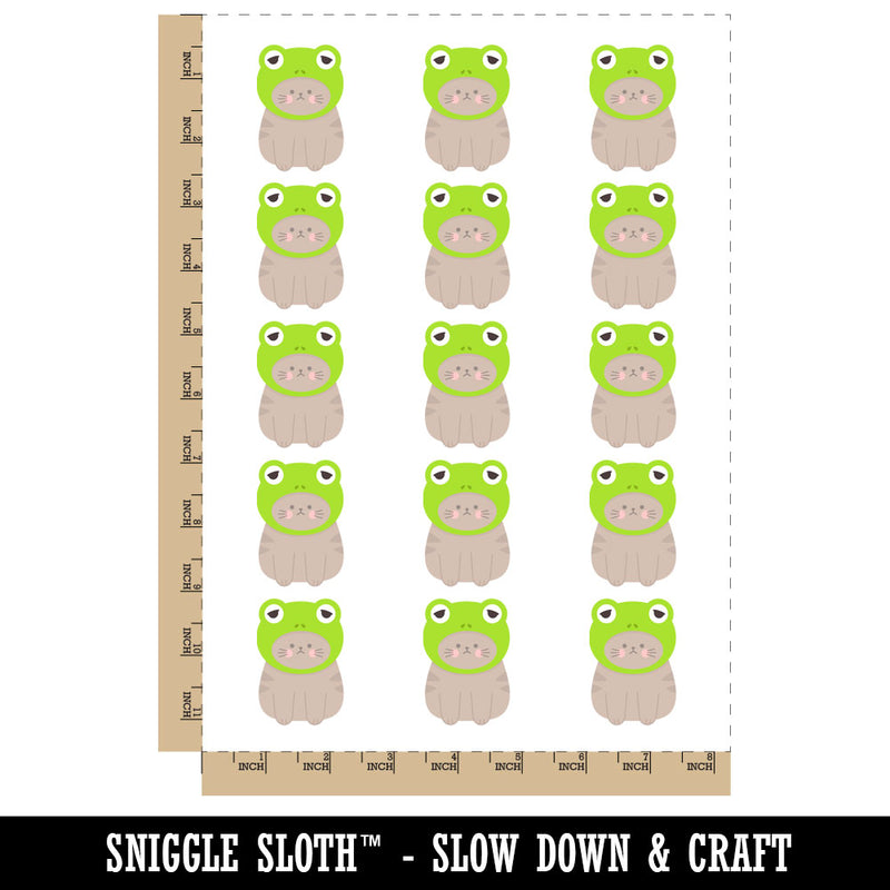 Cat in Frog Hat Temporary Tattoo Water Resistant Fake Body Art Set Collection (1 Sheet)