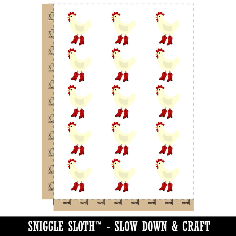 Chicken in Cowboy Boots Temporary Tattoo Water Resistant Fake Body Art Set Collection (1 Sheet)