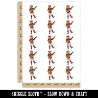 Country Western Signer Cowgirl with Guitar Temporary Tattoo Water Resistant Fake Body Art Set Collection (1 Sheet)
