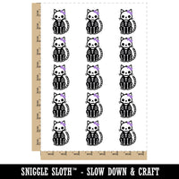 Creepy Cute Girly Cat Skeleton Temporary Tattoo Water Resistant Fake Body Art Set Collection (1 Sheet)