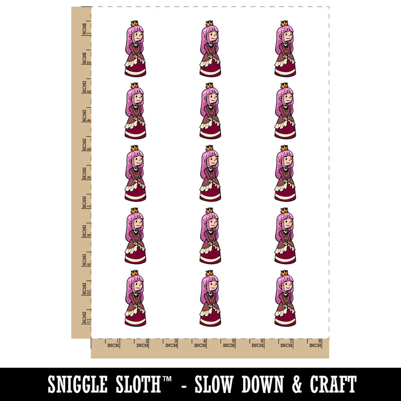 Cute Cartoon Princess with Crown Temporary Tattoo Water Resistant Fake Body Art Set Collection (1 Sheet)