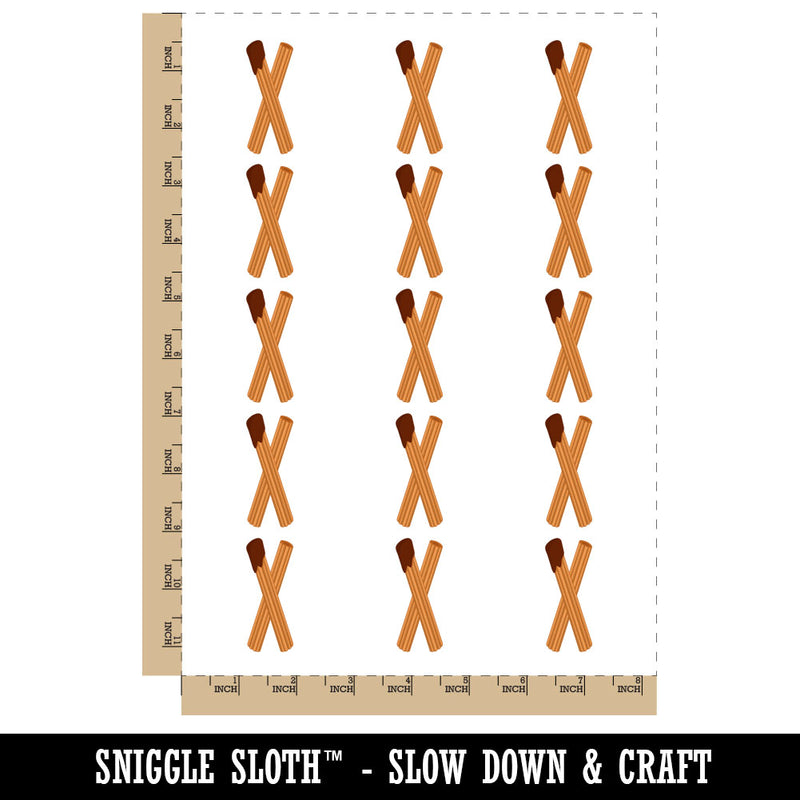 Delicious Churros Pastry Temporary Tattoo Water Resistant Fake Body Art Set Collection (1 Sheet)