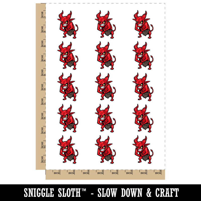 Devilish Mischievous Imp Devil Temporary Tattoo Water Resistant Fake Body Art Set Collection (1 Sheet)
