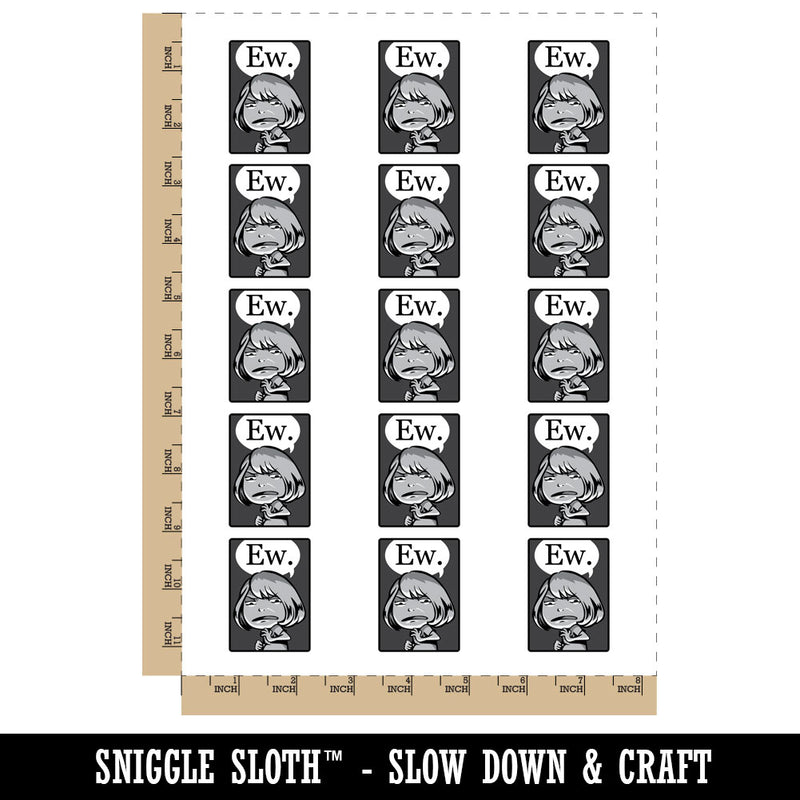 Ew Funny Disgusted Reaction Comic Manga Temporary Tattoo Water Resistant Fake Body Art Set Collection (1 Sheet)