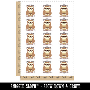 Feeling Slothy Need A Coffee Temporary Tattoo Water Resistant Fake Body Art Set Collection (1 Sheet)