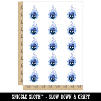 Flaming Skull Ghost Skeleton Head Monster Temporary Tattoo Water Resistant Fake Body Art Set Collection (1 Sheet)