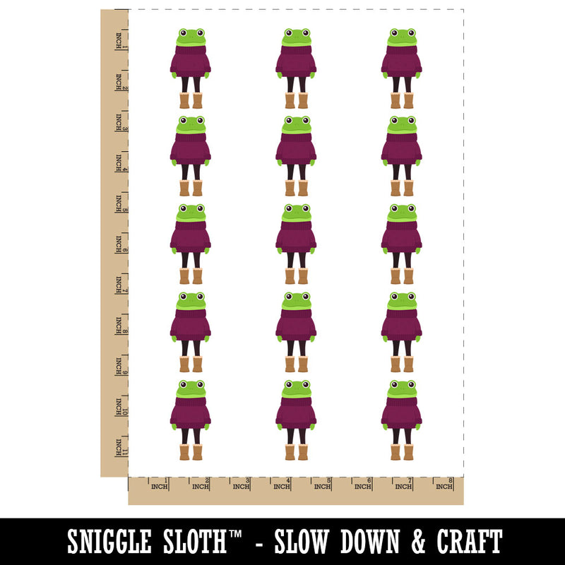 Frog in Sweater Temporary Tattoo Water Resistant Fake Body Art Set Collection (1 Sheet)