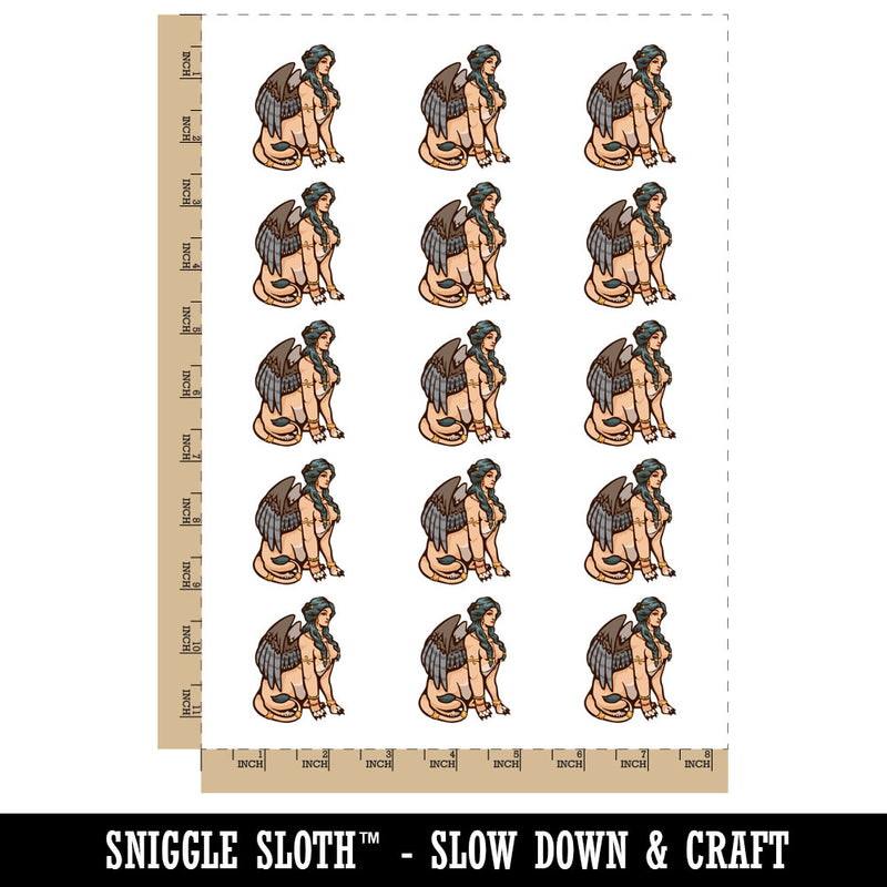 Greek Sphinx Mythical Creature Woman Riddles Temporary Tattoo Water Resistant Fake Body Art Set Collection (1 Sheet)