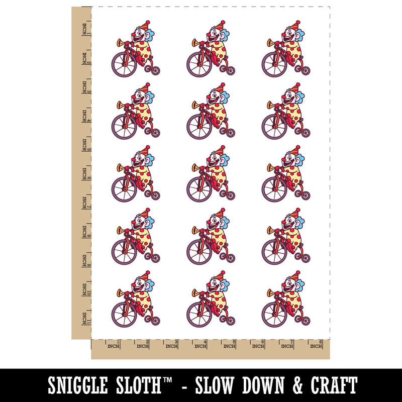 Happy Clown on Tricycle Bike Silly Temporary Tattoo Water Resistant Fake Body Art Set Collection (1 Sheet)
