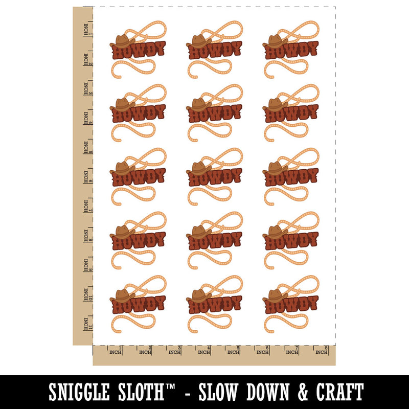 Howdy Cowboy Hat Lasso Temporary Tattoo Water Resistant Fake Body Art Set Collection (1 Sheet)