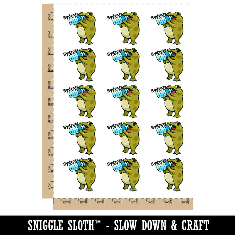 Hydrate Frog with Water Bottle Temporary Tattoo Water Resistant Fake Body Art Set Collection (1 Sheet)