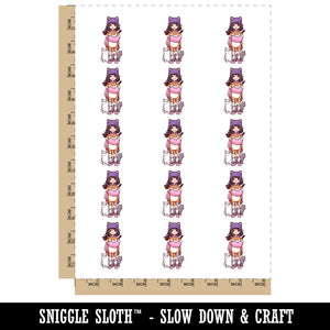 Kawaii Cat Girl with Cats Temporary Tattoo Water Resistant Fake Body Art Set Collection (1 Sheet)