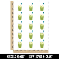 Matcha Milk Green Tea Drink Beverage Temporary Tattoo Water Resistant Fake Body Art Set Collection (1 Sheet)
