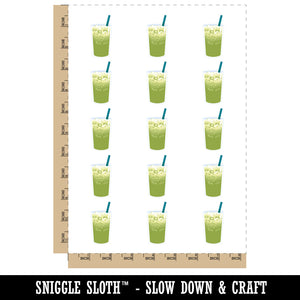 Matcha Milk Green Tea Drink Beverage Temporary Tattoo Water Resistant Fake Body Art Set Collection (1 Sheet)