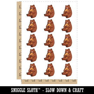 Mother Grizzly Bear with Baby Cub Temporary Tattoo Water Resistant Fake Body Art Set Collection (1 Sheet)