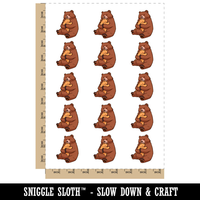 Mother Grizzly Bear with Baby Cub Temporary Tattoo Water Resistant Fake Body Art Set Collection (1 Sheet)