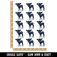 Mountain Scene Moose Silhouette Temporary Tattoo Water Resistant Fake Body Art Set Collection (1 Sheet)