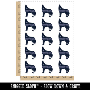 Mountain Scene Wolf Silhouette Temporary Tattoo Water Resistant Fake Body Art Set Collection (1 Sheet)