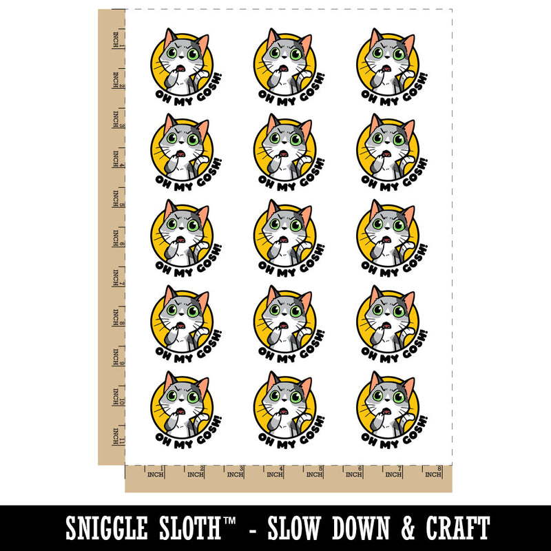 Oh My Gosh Shocked Surprised Cat Temporary Tattoo Water Resistant Fake Body Art Set Collection (1 Sheet)