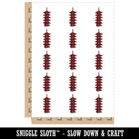 Pagoda Asian Buddhist Tower Building Temporary Tattoo Water Resistant Fake Body Art Set Collection (1 Sheet)