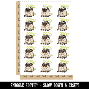 Pug Fart Oops Accident Funny Dog Temporary Tattoo Water Resistant Fake Body Art Set Collection (1 Sheet)